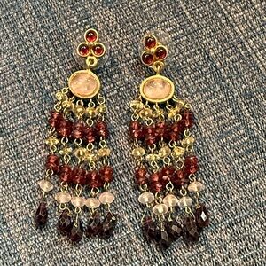 Garnet and rose Chandelier Earrings